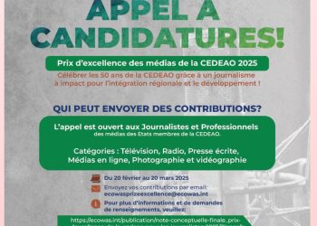 Média : le prix d’excellence des médias de la CEDEAO 2025 annoncé (officiel)
