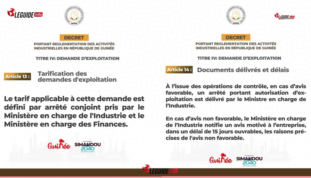Industrie : La Guinée réorganise ses activités par décret présidentiel 3 2 Decret portant reglementation des activites industrielle en Republique de Guinee