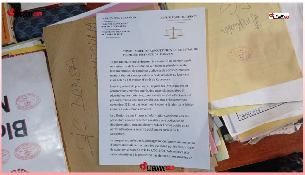Communique du parquet de Kankan
