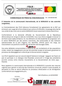 RDC : les rebelles FDLR acceptent de déposer les armes pour un rapatriement au Rwanda, mais dénoncent un blocage de Kigali 2 Communique officiel FDLR