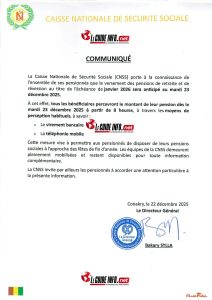 Communique Anticipation du versement des pensions de retraite et de reversion Echeance de janvier 2026