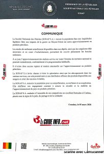 Conakry : entre démentis officiels et psychose, le spectre de la panne sèche paralyse les stations 2 Communiqué de la SONAP S.A sur la prétendue crise de carburant en Guinée