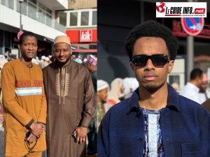 Notre correspondant Aboubakr Keita avec deux guinéens