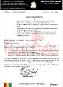 Note Circulaire N°2026/..../MENA-ETFP/CAB/IGE