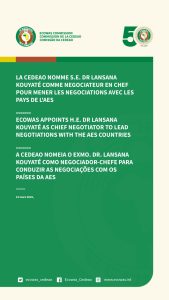 LA CEDEAO NOMME S.E. DR LANSANA KOUYATÉ COMME NEGOCIATEUR EN CHEF POUR MENER LES NEGOCIATIONS AVEC LES PAYS DE L'AES