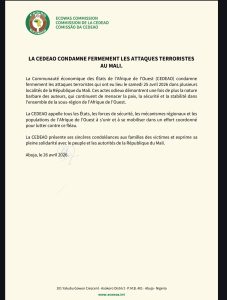 Communiqué de la CEDEAO