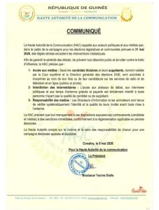 Communiqué officiel de la HAC 