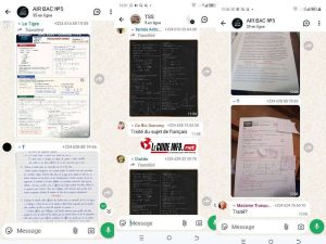 Capture d'écran des groupes WhatsApp fourni par le service des examens nationaux