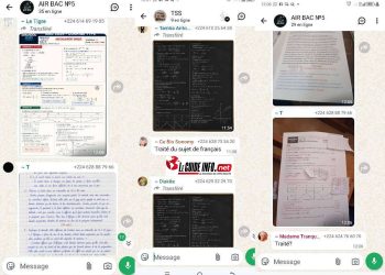 Capture d'écran des groupes WhatsApp fourni par le service des examens nationaux