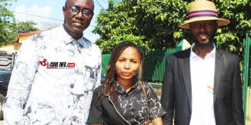Sékou Jamal Pendessa (SG), Djénabou Diallo (Chargée de comm) et Abdoulaye Cissé (SG-Adjoint) du SPPG