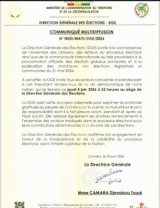 Résultats du triple scrutin du 31 mai : La DGE convoque les acteurs ce soir à 22h 2 Communiqué de la DGE