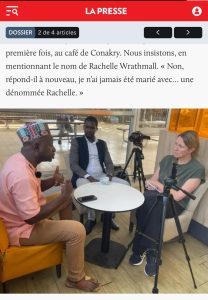 Le REMEGUI dénonce les menaces contre le journaliste Ibrahima Sory Barry et exige sa protection 3 le journaliste Ibrahima Sory Barry en compagnie d’une consœur de la presse canadienne et du politique Rafiou Sow à Conakry.