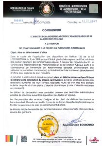 Mise en détachement d'office : le ministère de la Fonction publique fixe un délai de 10 jours aux députés et conseillers communaux élus 2 le ministère de la Fonction publique fixe un délai de 10 jours aux députés et conseillers communaux élus
