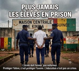 Plus jamais les élèves en prison. Images générée par Mohamed Aly Pendessa, Journaliste d'investigation