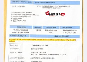 Or, mensonges et millions envahis : le piège qui a englouti 1,2 million de dollars d'une famille malienne 36 Facture invoice