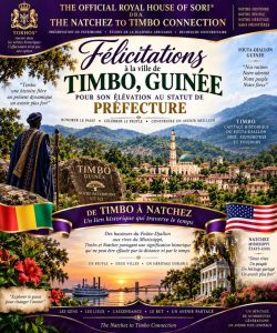 La princesse Karen W.S. Brengettsy-Chatman annonce sa venue en Guinée pour célébrer l’élévation de Timbo au rang de préfecture 2 Visuel de félicitations pour la ville de Timbo ( Guinée)