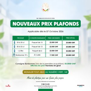 Sachets d’eau : le gouvernement accorde un moratoire de six mois aux producteurs 3 PRIX PLAFONDS