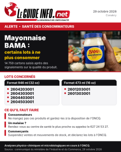 Mayonnaise BAMA : le ministère du Commerce ordonne l'arrêt de la consommation de six lots 2 Alerte-Santé mayonnaise bama