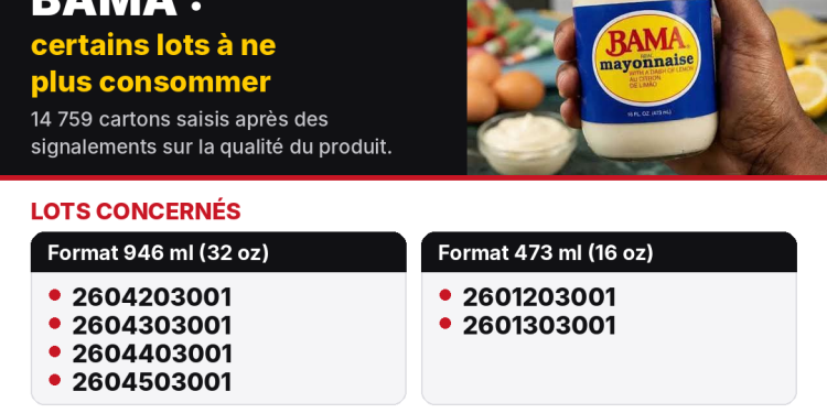 Mayonnaise BAMA : le ministère du Commerce ordonne l'arrêt de la consommation de six lots 1 Alerte-Santé mayonnaise bama